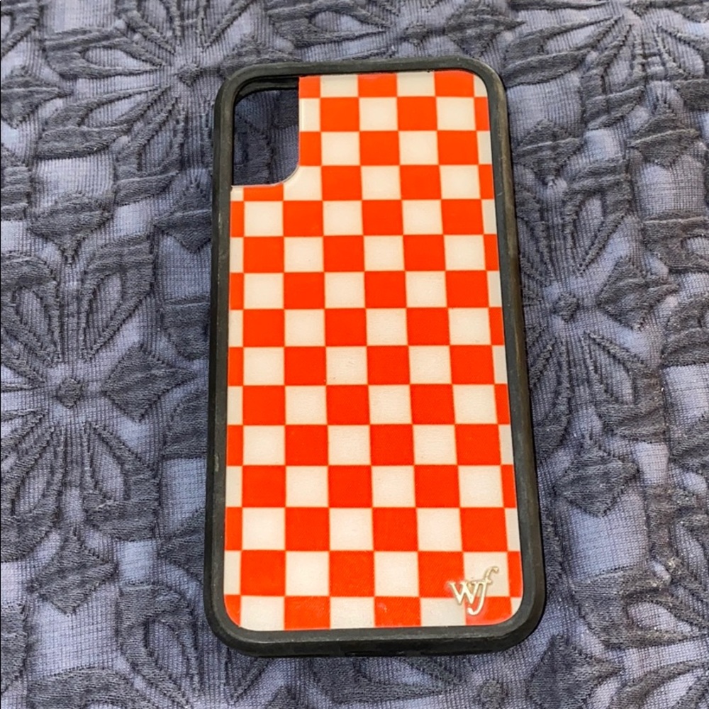 Wildflower red/white checkered iphone X phone case